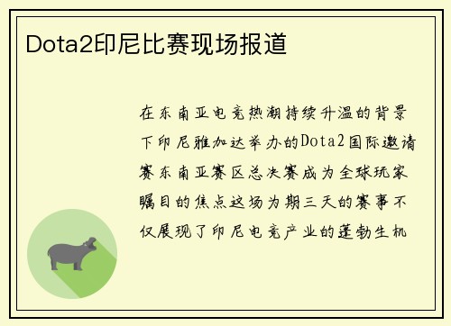 Dota2印尼比赛现场报道